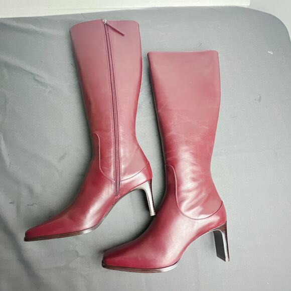 Reformation Claudette Ruby Leather Knee Boots Size 9 - Picture 6 of 8